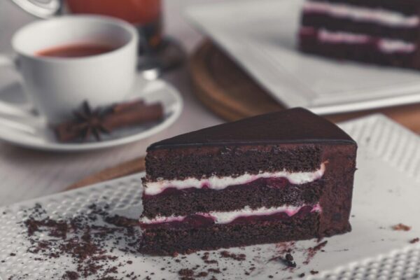 chocolate cake on white ceramic plate